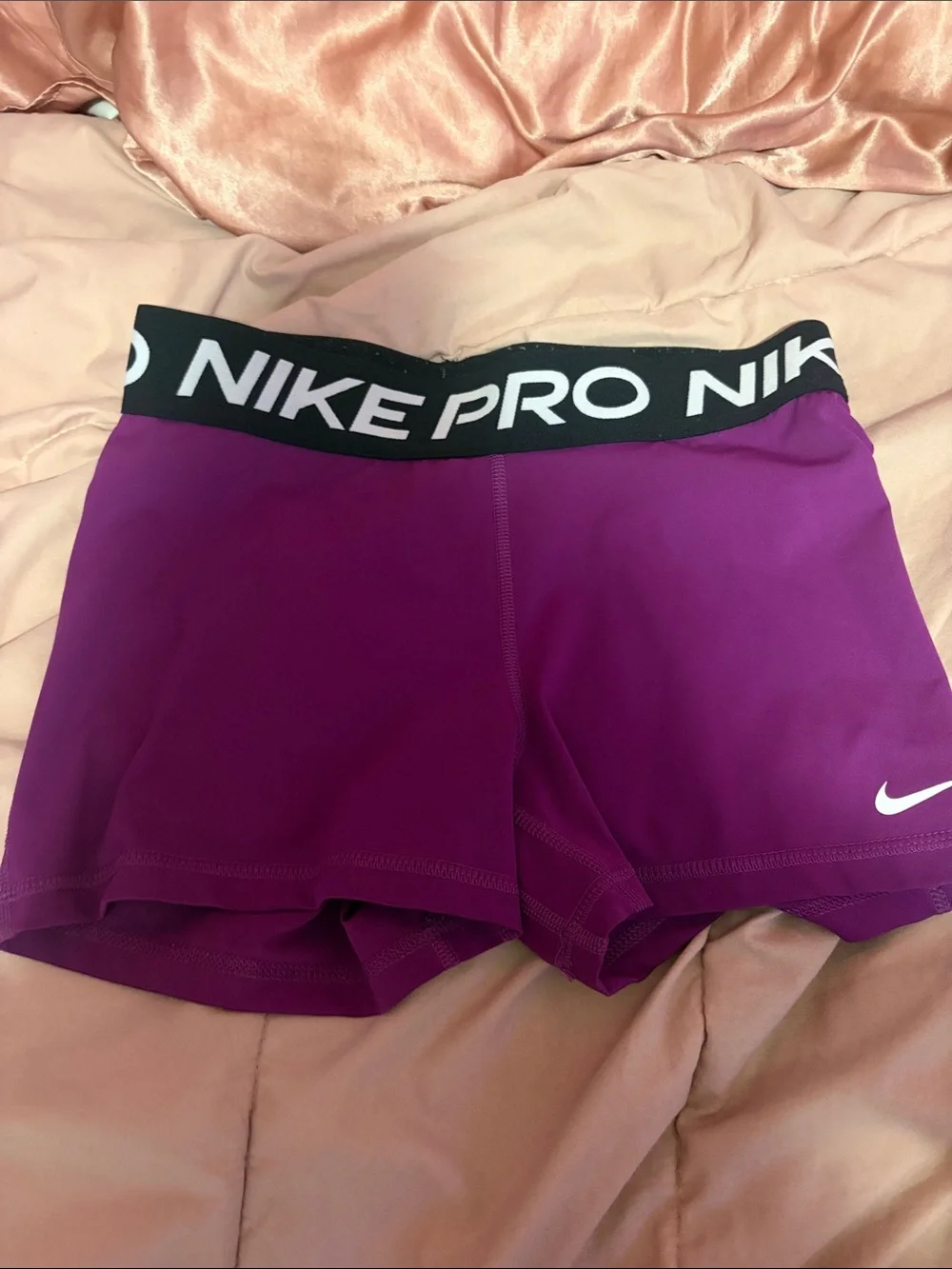 Nike Purple Pro Compression Bike Shorts with Black Waistband
